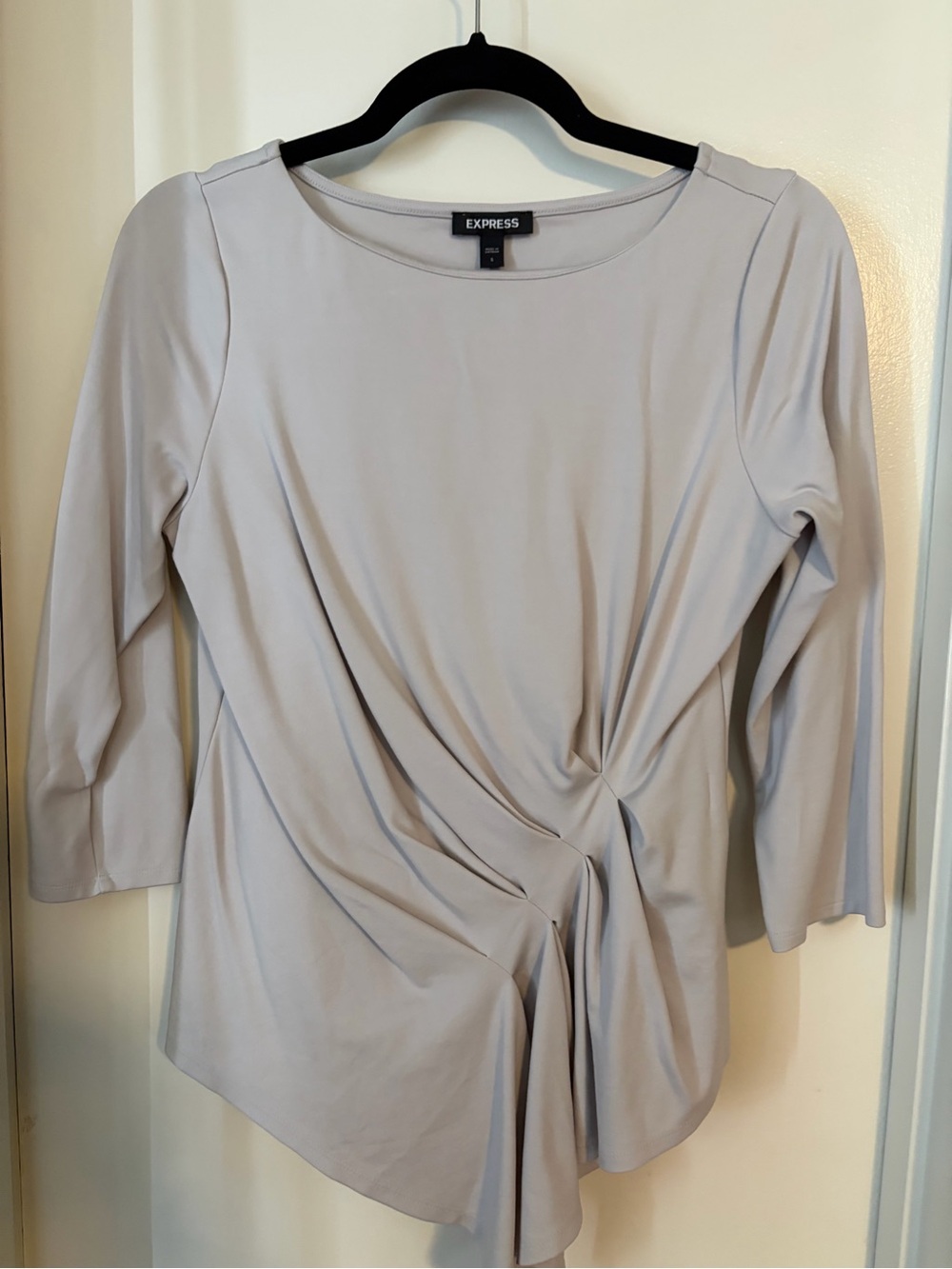 Express Women's Light Gray Twist-Front Top